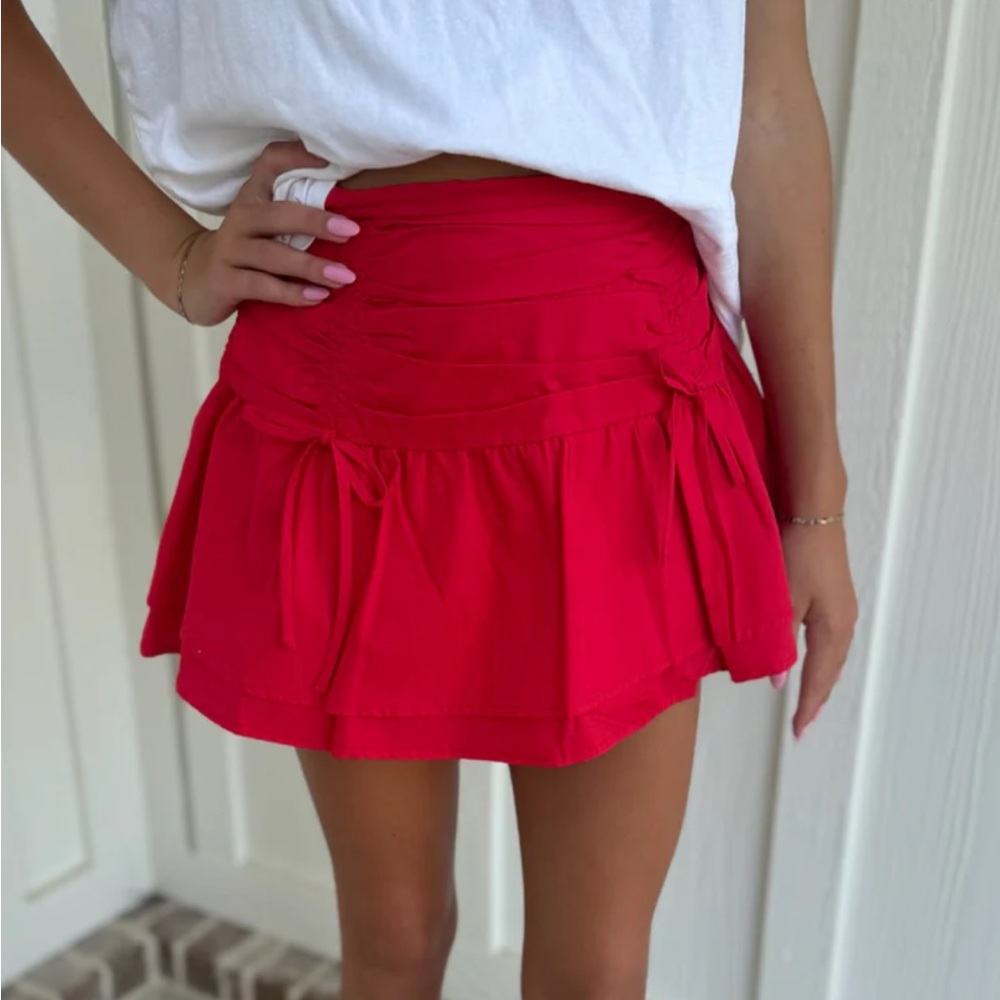 Red ruffle skort